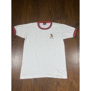 Vintage 90s Walt Disney Unlimited Mickey Mouse Ringer Tee White Black T Shirt